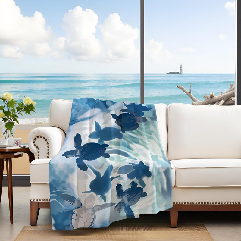 Levens Sea Turtle Blanket Gifts for Girls 50"x60", Sea Turtle Gifts for Women Turtle Lovers Birthday Ocean Animal Turtles Theme Decor for Couch Bed Sofa Travelling Soft Flannel Throw - Image 4